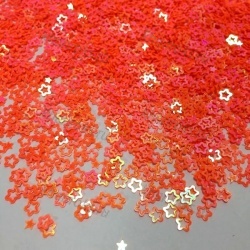Пайетки - звездочки 4мм 500г пластик, оранжевые