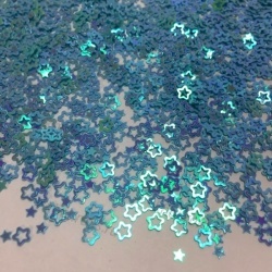 Пайетки - звездочки 4мм 500г пластик, голубые 