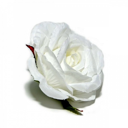 Роза голова 11 см ткань белая (12шт)