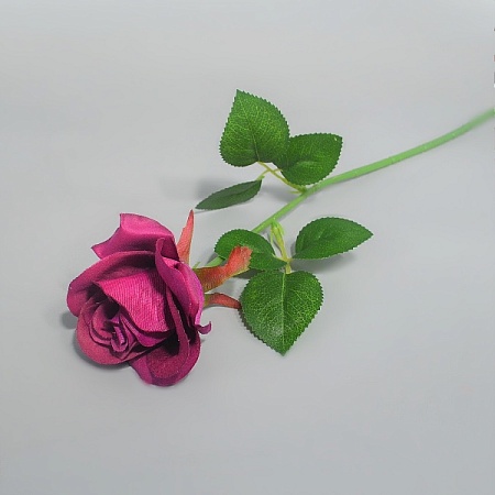 Ветка Розы h45см  ткань бордово-фиолетовая