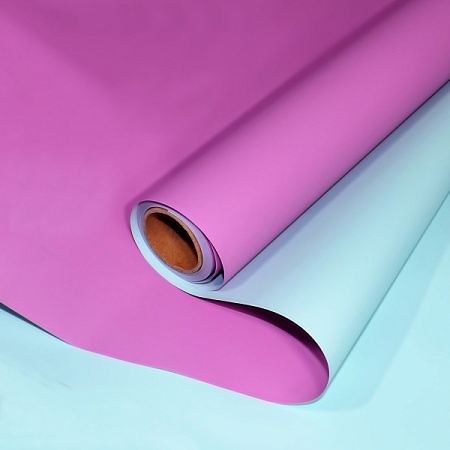 Пленка для упаковки 60х10м в рулоне матовая двусторонняя пурпурно-фиолетовый/мятный (1шт)