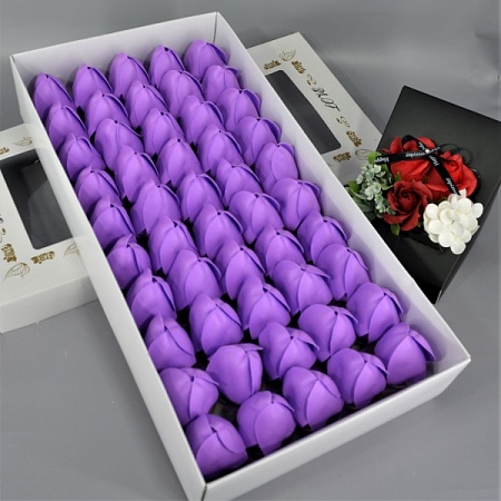 Тюльпаны из мыла 50шт 6см Ярко-фиолетовые  (1уп) 