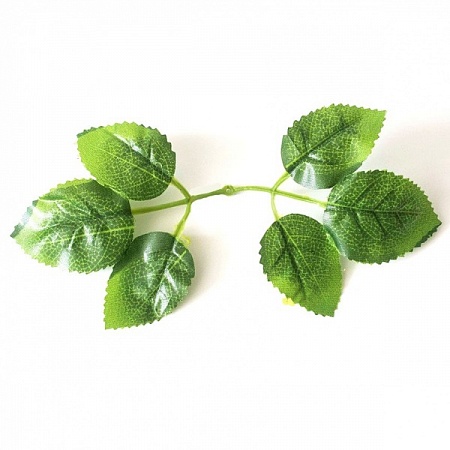 Листья розы в пучке 3х5см ткань зелёные (50шт)