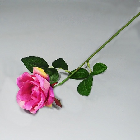 Ветка Розы h45см  ткань ярко-розовая