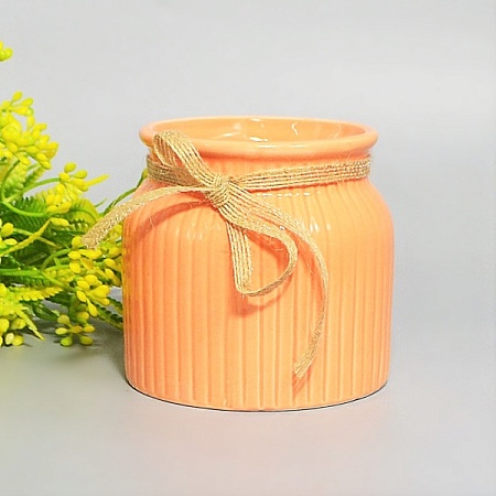 Кашпо круглое  керамика 9,5х9 см оранжевое (1шт)
