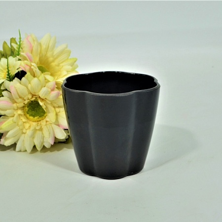 Кашпо цветок 6,5х9,5х8см пластик чёрный (1шт)