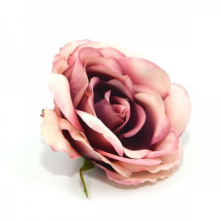Роза голова 11 см ткань бело-розовая (12шт)