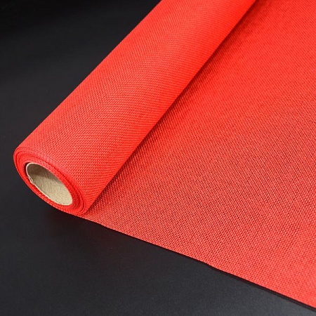 Ткань лен 50см х 4,5м в рулоне красная (1шт)