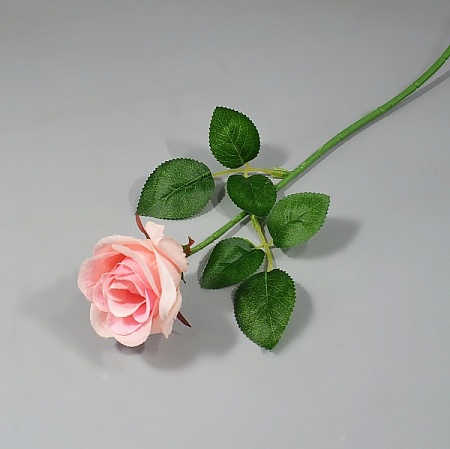 Ветка Розы h45см  ткань светло-розовая
