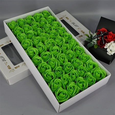Розы из мыла 50шт 6см Лаймово-зеленый 015 (1уп)