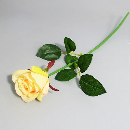 Ветка Розы h45см  ткань жёлто-персиковая