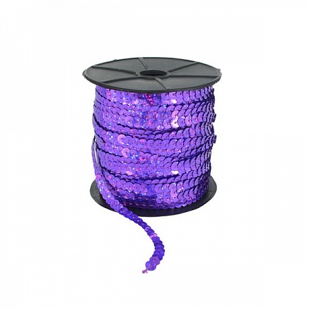 Пайетки на катушке 92м пластик фиолетовые (1шт)