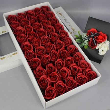 Розы из мыла 50шт 6см Темно-красный 09 (1уп)