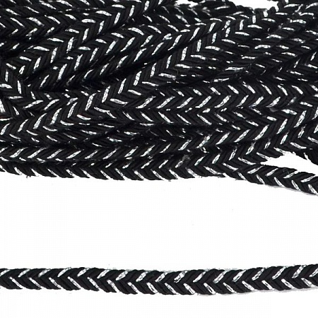 Шнур декоративный 5мм х 10м плоский с серебром черный (1шт)