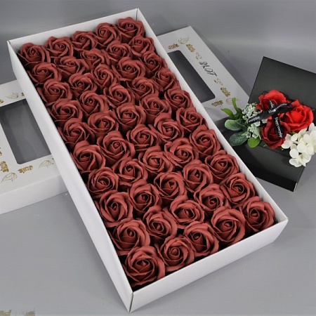 Розы из мыла 50шт 6см Коричнево-красный 012 (1уп)