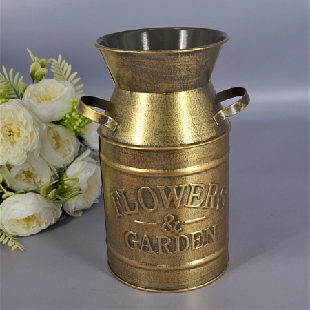 Кашпо-бидон Flowers&Garden 10х19см металл золото