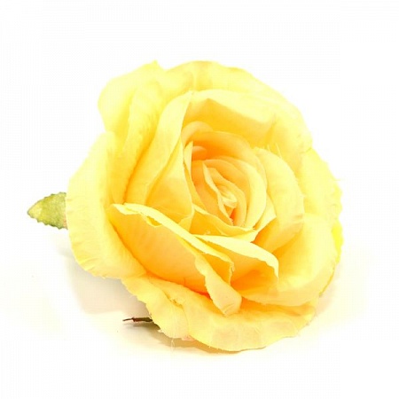 Роза голова 11 см ткань бежевая (12шт)