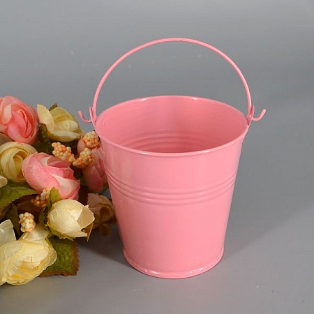 Ведро декоративное 6 х 6см металл розовое (1шт)
