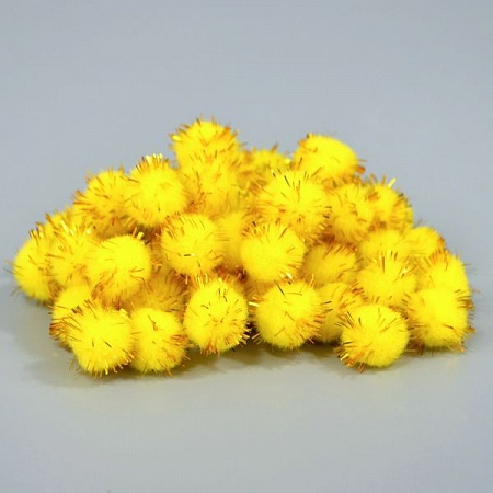 Помпоны блестящие 2см желтые (100шт)