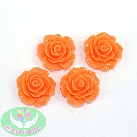 Серединка для бантика роза 20х20мм акрил оранжевая (100шт)