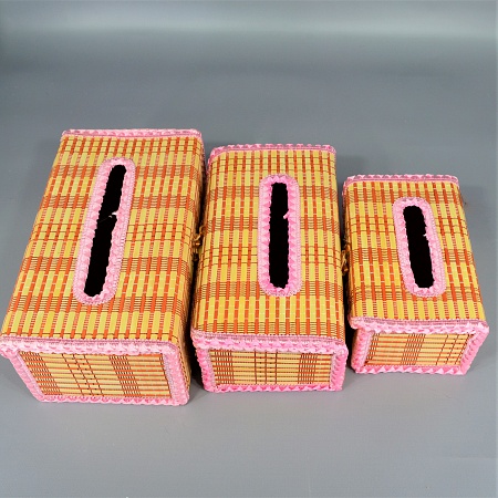 Шкатулка бамбуковая набор 3 в1 светло-розовый (1наб)