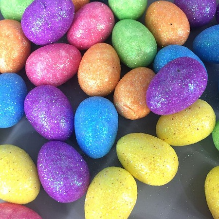 Яйцо перепелиное 50шт 1,8х2,5см пенопласт блестящее цветное (1уп)