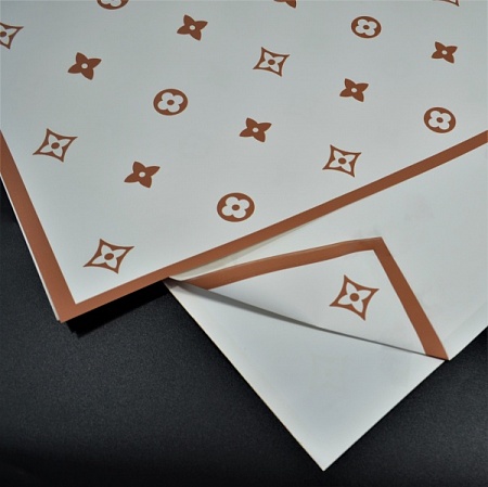 Пленка для упаковки 60х60см "Louis Vuitton" бело-коричневый (25шт)