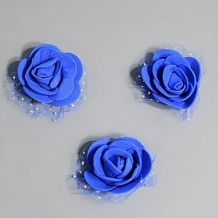 Роза с фатой 3см фоамиран синяя (100шт)