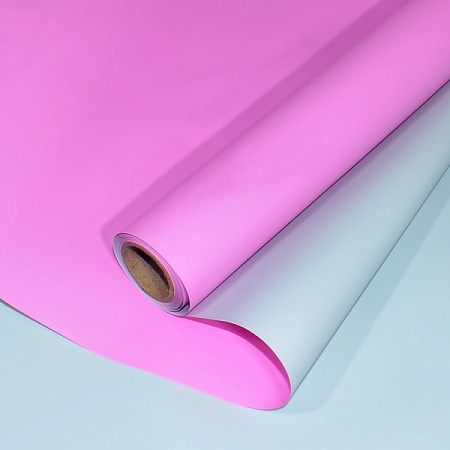 Пленка для упаковки 60х10м в рулоне матовая двусторонняя пурпурно-розовый/бледно-голубой(1шт)