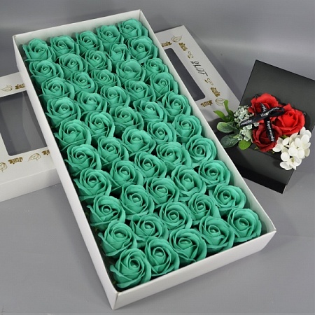 Розы из мыла 50шт 6см Блестящий зеленый 014 (1уп)