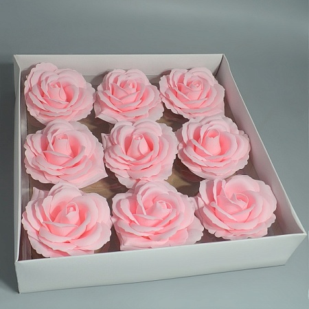 Розы из мыла 11,5 см "розовый" (9шт)