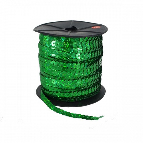 Пайетки на катушке 92м пластик зеленые (1шт)