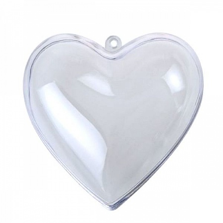 Сердце прозрачное 10см пластик (12шт)