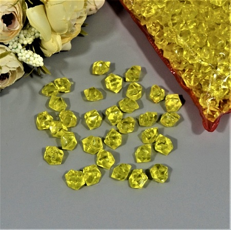 Алмазы 1,3ммх2см 500г многогранники пластик жёлтый