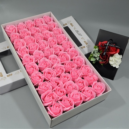 Розы из мыла 50шт 6см розовый 026(1уп)
