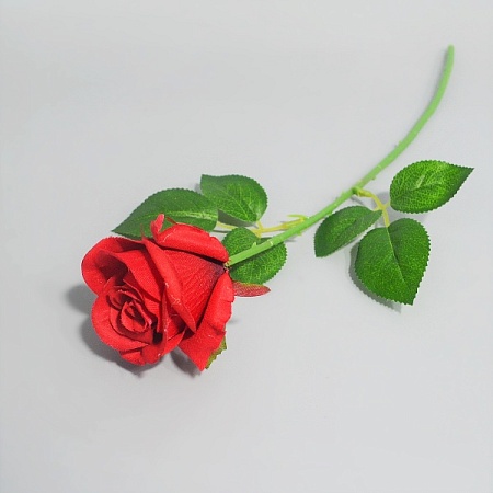 Ветка Розы h45см  ткань красная