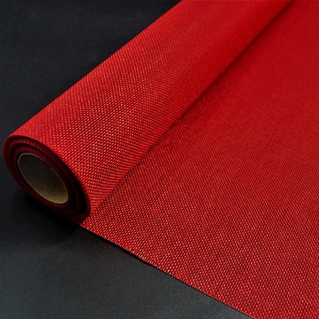 Ткань лен 50см х 4,5м в рулоне тёмно-красный (1шт)