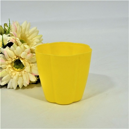 Кашпо цветок 6,5х9,5х8см пластик жёлтый (1шт)