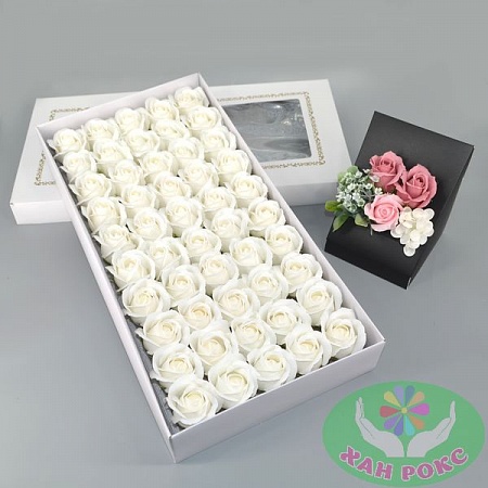 Розы из мыла 50шт 6см "белый" (1уп) №24