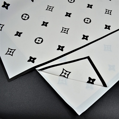 Пленка для упаковки 60х60см "Louis Vuitton" бело-чёрный (25шт)