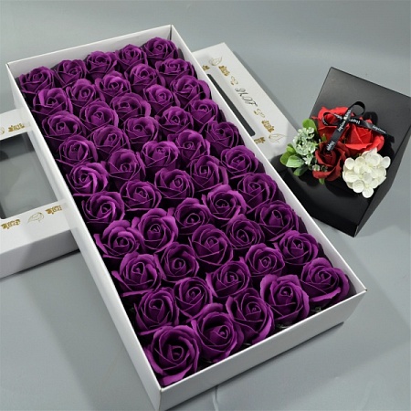 Розы из мыла 50шт 6см пурпурно-фиолетовый 024 (1уп)
