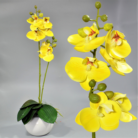 Ветка орхидеи 45см силикон цветная -67-10-7 (1шт)