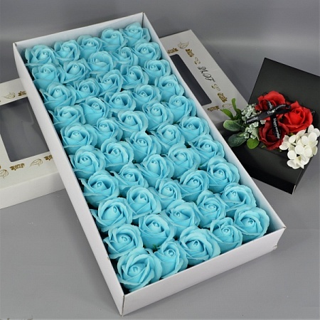 Розы из мыла 50шт 6см Бирюзово-голубой Крайола 010 (1уп)