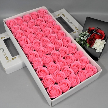 Розы из мыла 50шт 6см Розовый фламинго 019 (1уп)