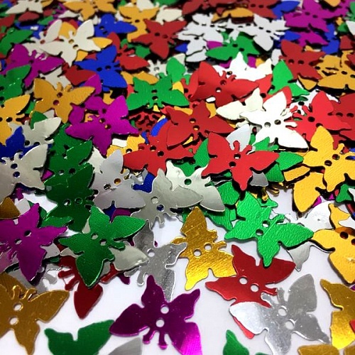Пайетки-бабочки 15мм 500г пластик (1уп)