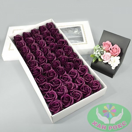 Розы из мыла 50шт 6см "пурпурно-черный" (1уп) №41