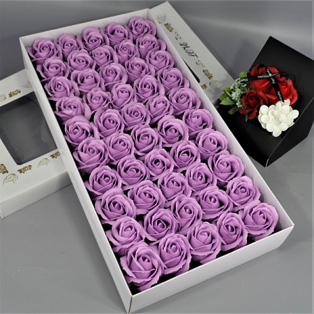 Розы из мыла 50шт 6см Розово-фиолетовые 01 (1уп)