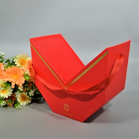 Коробка для цветов 22,5х14х20,5 gust for you картон красный (1шт)