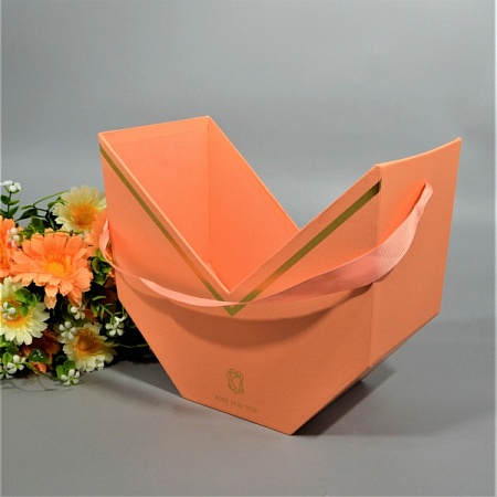 Коробка для цветов 22,5х14х20,5 gust for you картон оранжевый (1шт)
