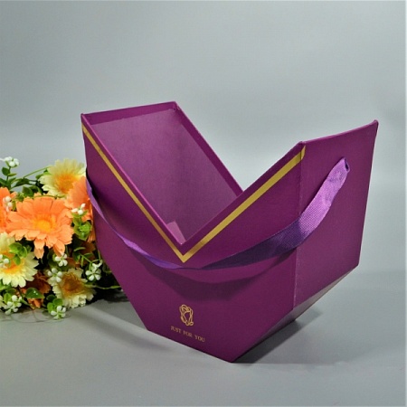 Коробка для цветов 22,5х14х20,5 gust for you картон фиолетовый (1шт)